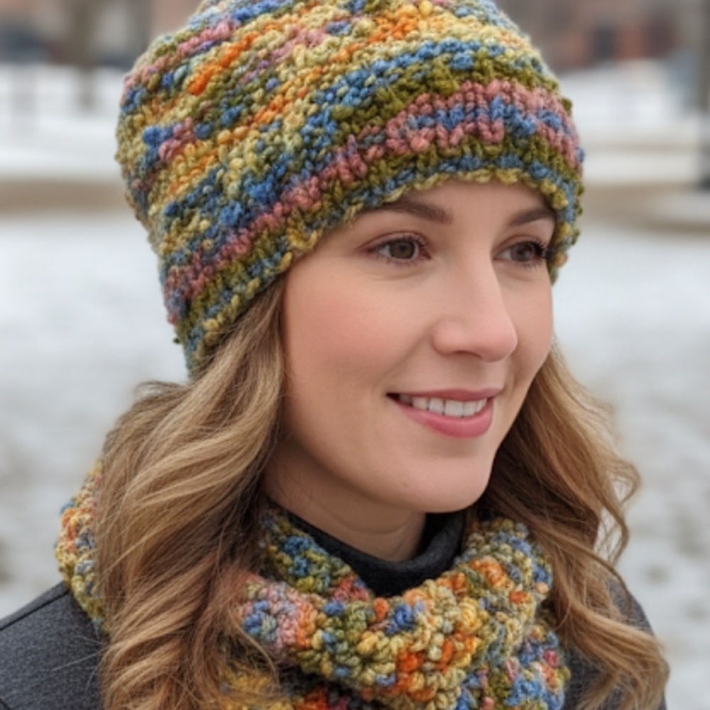 Handmade two sides hat and snood